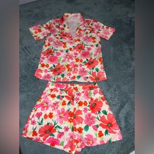 SHEIN floral short set